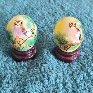 Jade Hand-Painted Owl Eggs